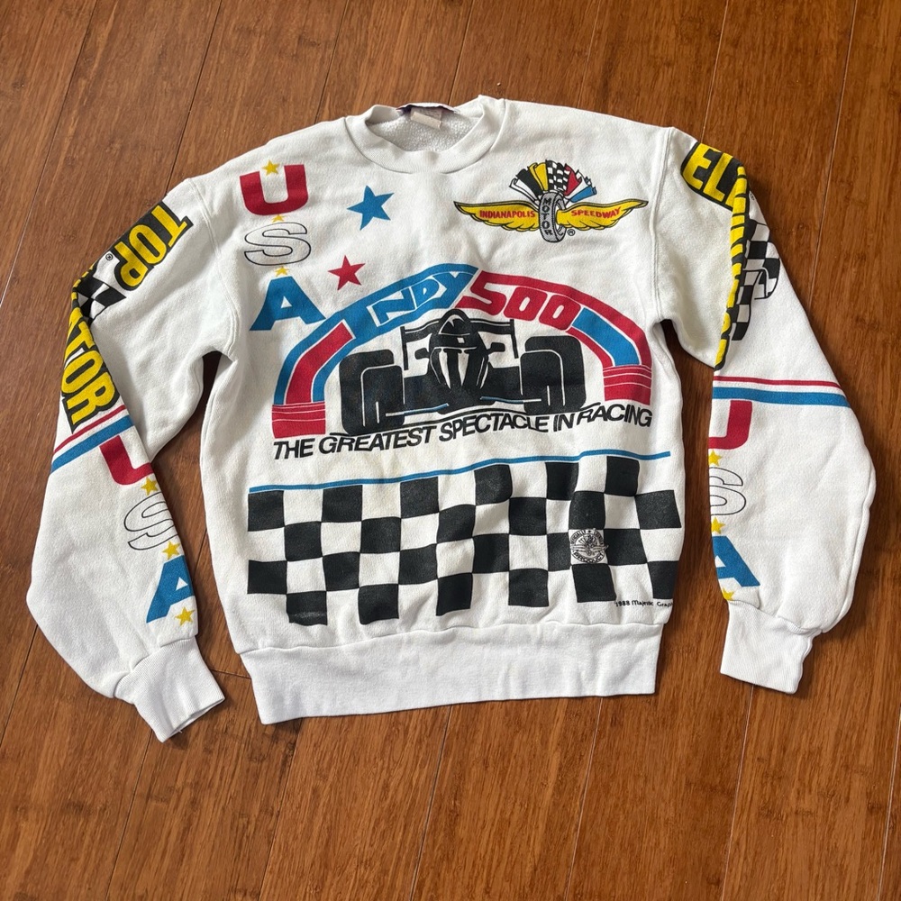 VTG 1988 INDY 500 RACING SWEATER MAJESTIC SPORT SERVICE INDIANAPOLIS SPEEDWAY M